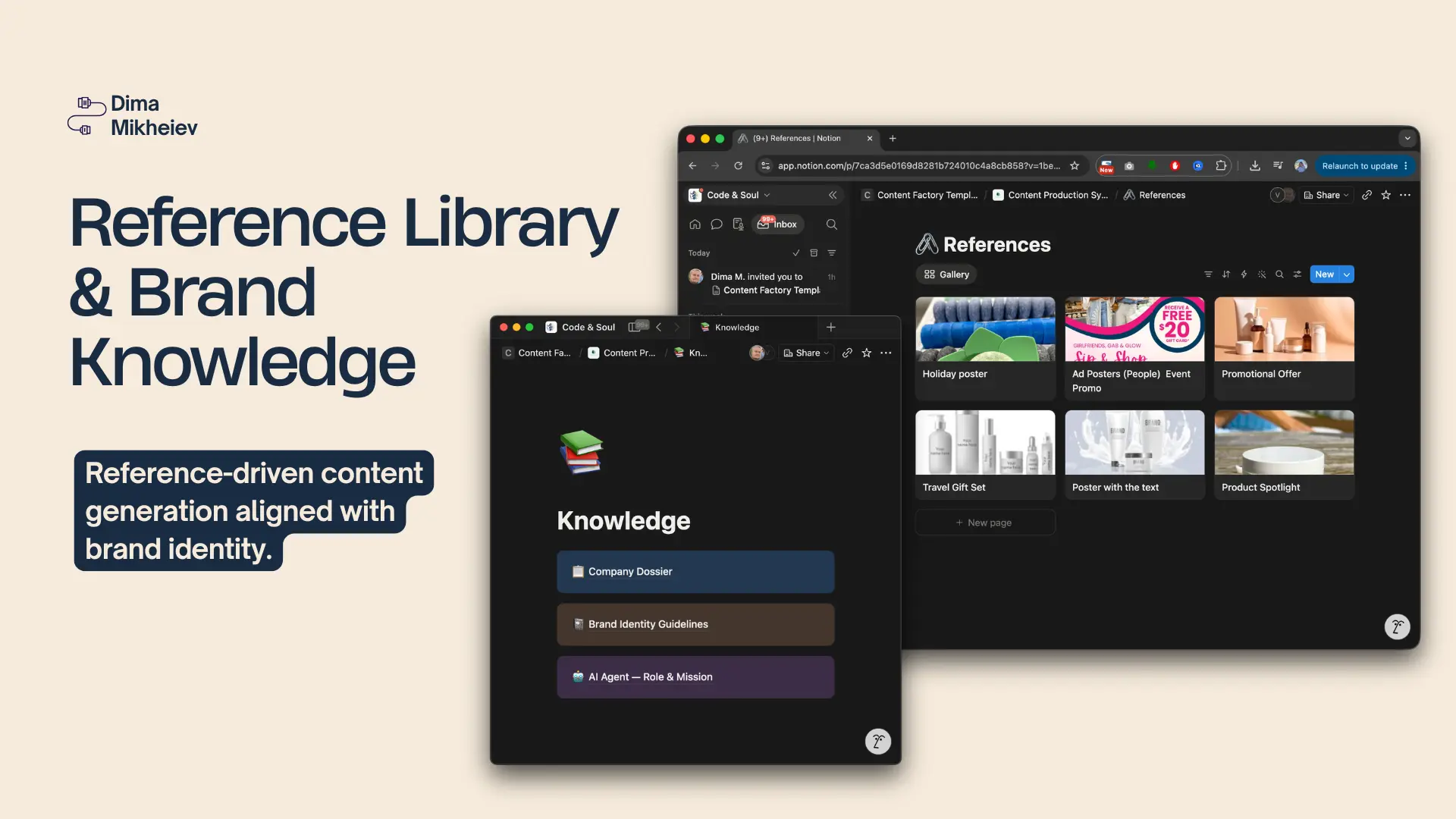 Reference-driven content generation aligned with brand identity