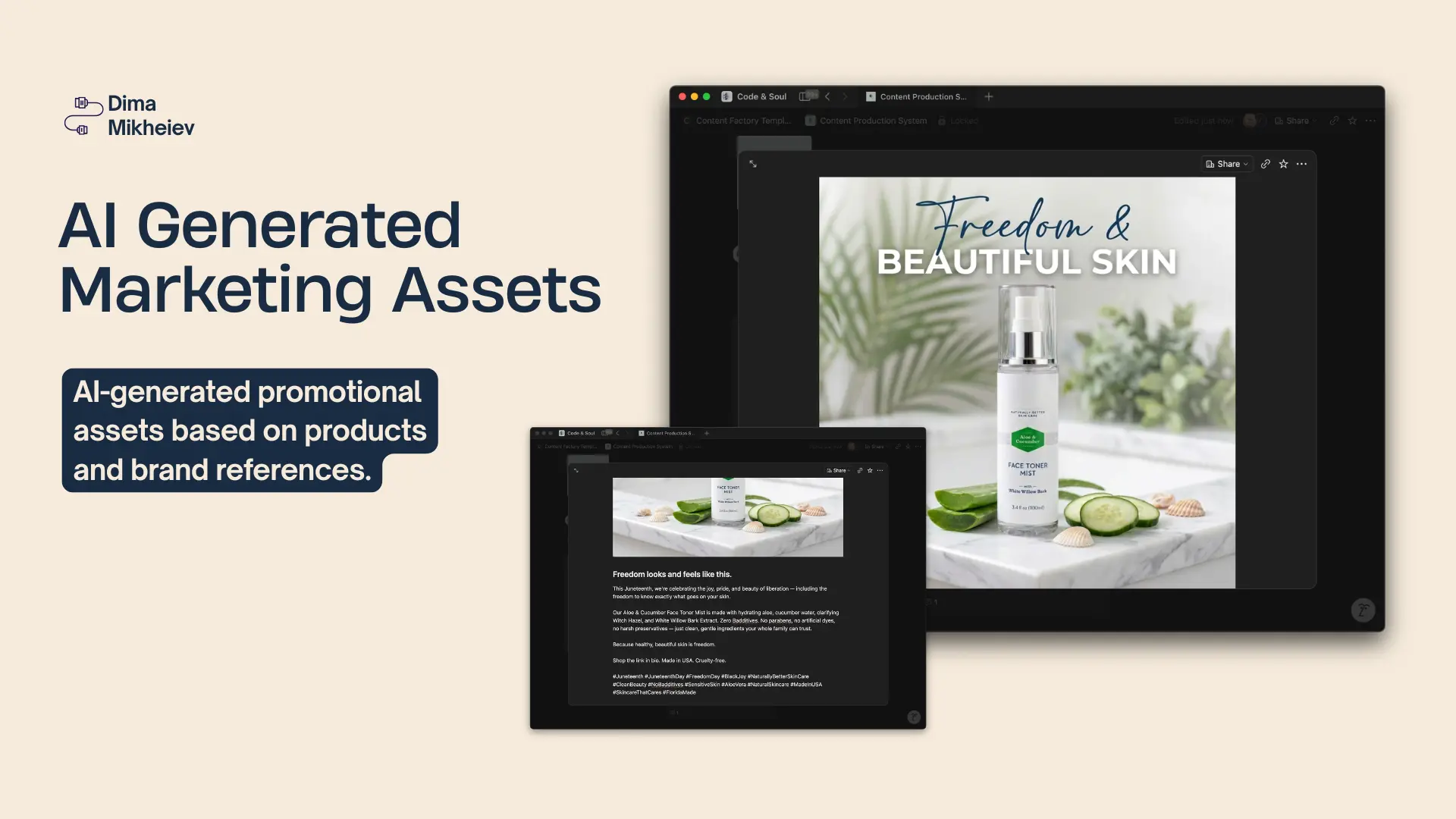 AI-generated promotional assets based on products and brand references