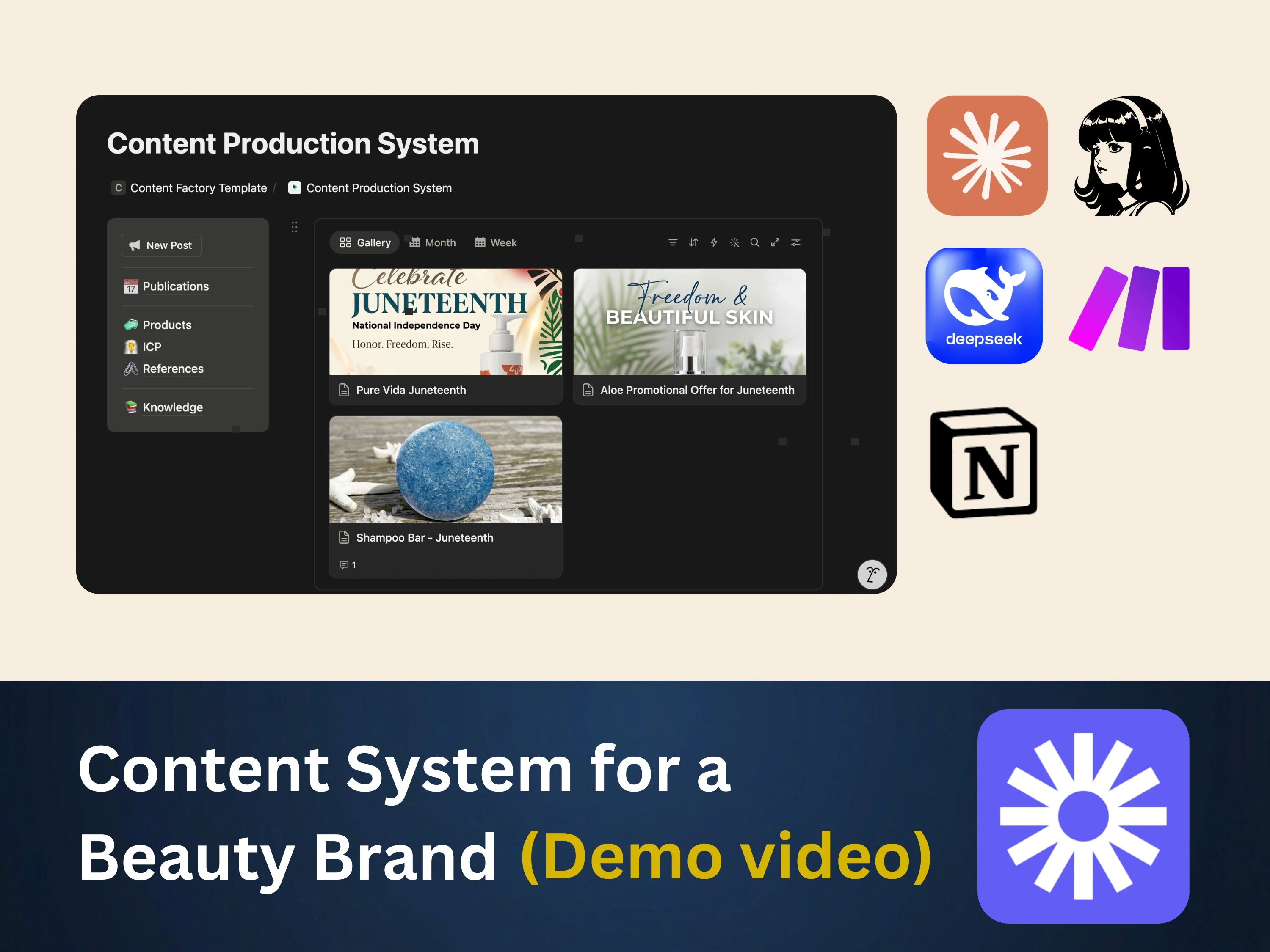 Automated Content System for Beauty and Wellness Brands | Notion + Hermes + Make.com