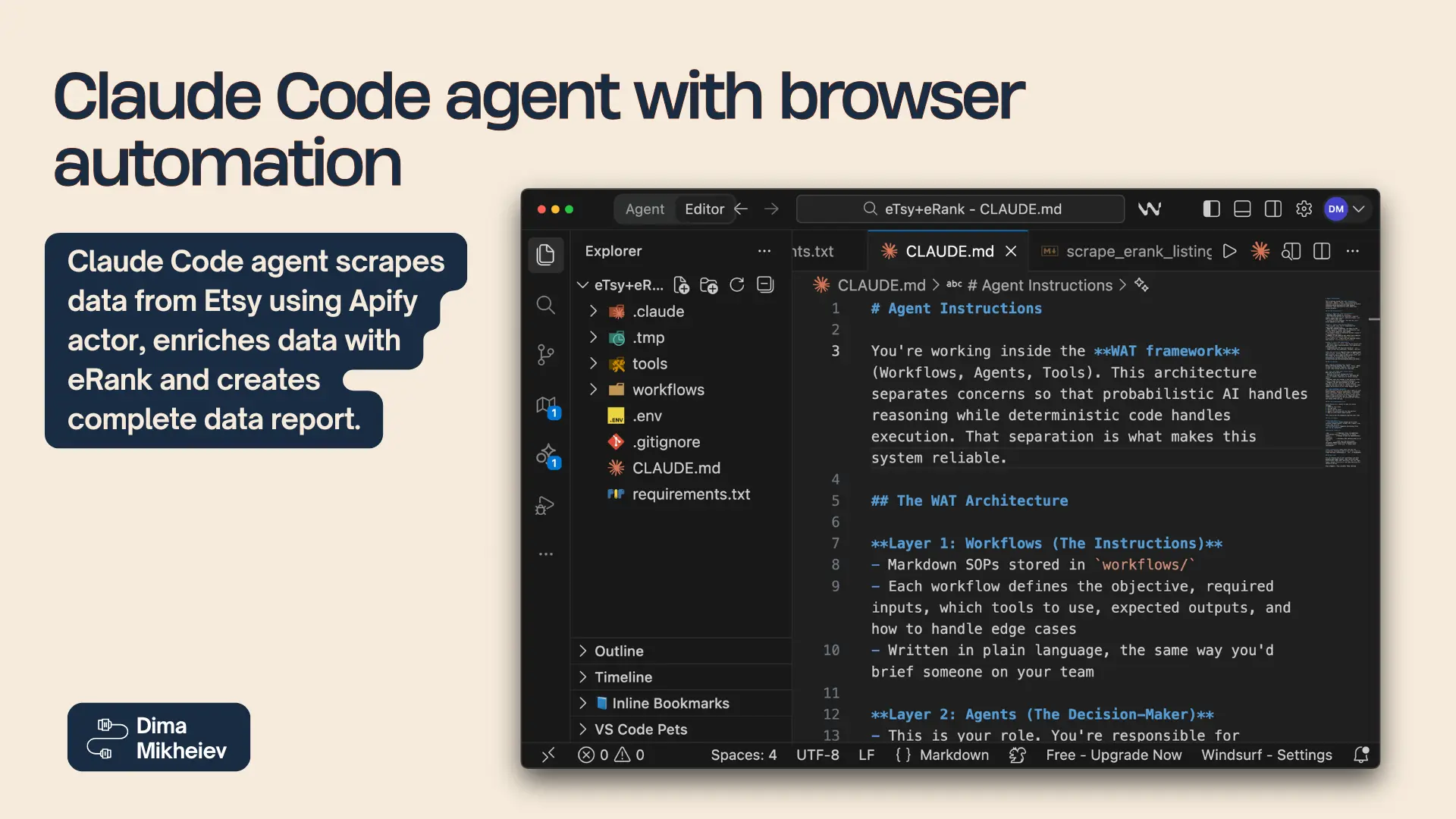 Claude Code agent with browser automation